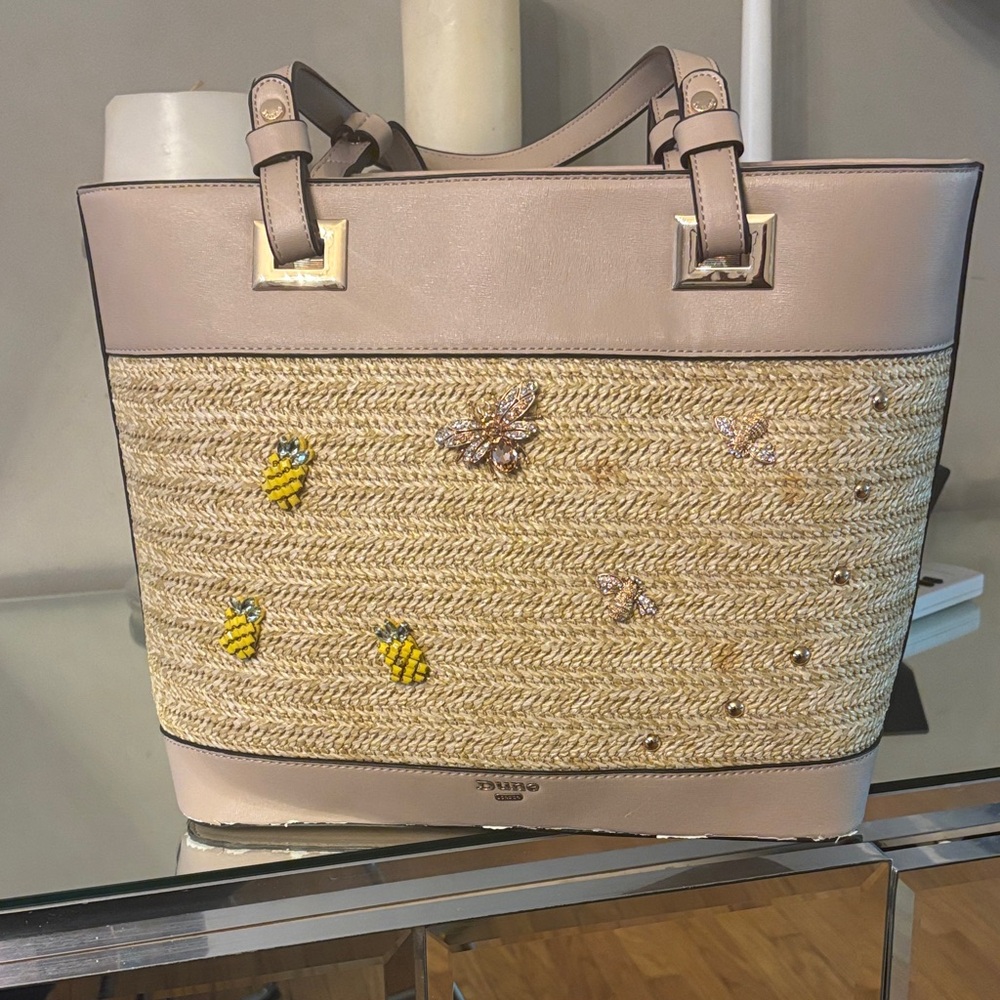 Dune London Beige and Tan Tote with Embellishments